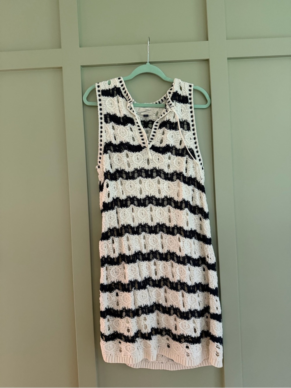 Universal Thread Black & White Crochet Stripe Sleeveless Dress